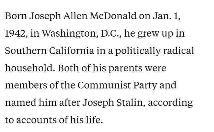 Country Joe McDonald Gone To Rest In Big Country In The Sky Lee S Country Joe V 3.8.2026